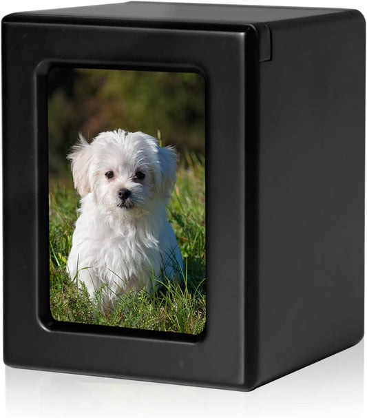 Pet Urns for Dogs Ashes, Dog Photo Urn, Pet Cremation Box, Urns for Dog Ashes, Dog Ashes Urn Black-Small